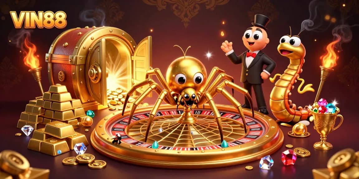 Engage with VIN88's exciting table games as a fly bets nervously on the roulette web.