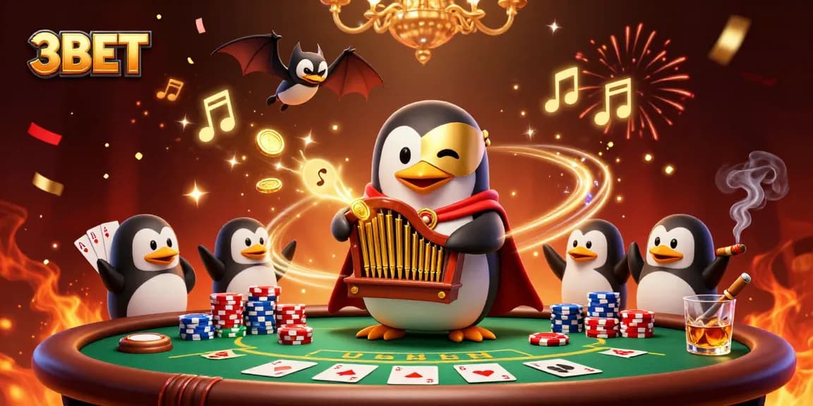 3BET engages gamblers with a vibrant scene of winning poker hands and animated gold coins, illustrating excitement.