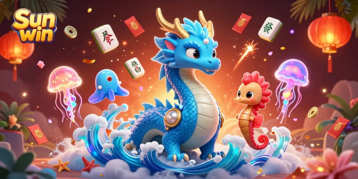 Experience the thrill of Sun win with a dynamic casino-inspired scene featuring vibrant characters and game elements.