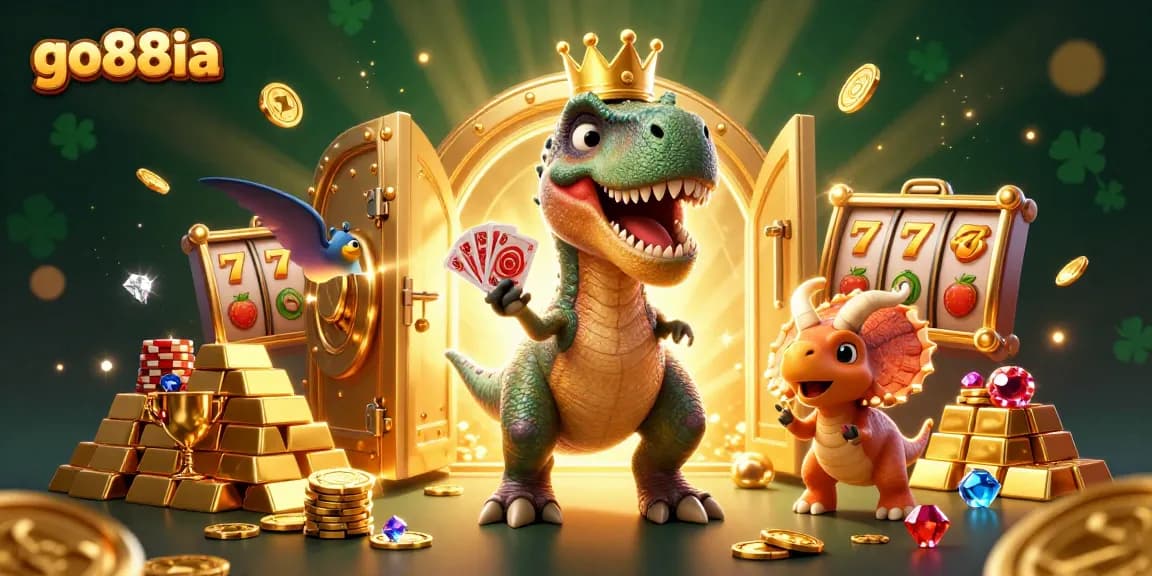 Experience go88ia's thrilling games with fun characters exploring a vibrant casino environment.