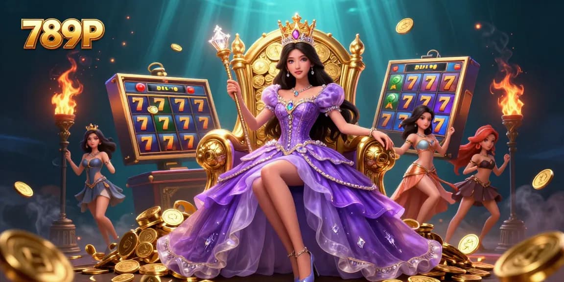 Engage with the 789P online casino, featuring a vibrant and regal scene with a beautiful princess character.