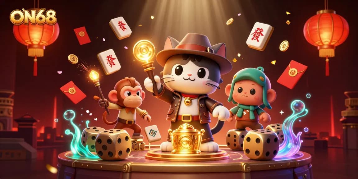 Engage with ON68 in a dynamic casino adventure featuring a treasure-seeking archaeologist cat amidst golden artifacts.