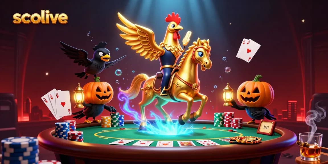 Socolive delivers a vibrant casino scene with a golden rooster character, embodying the electrifying spirit of online gambling.