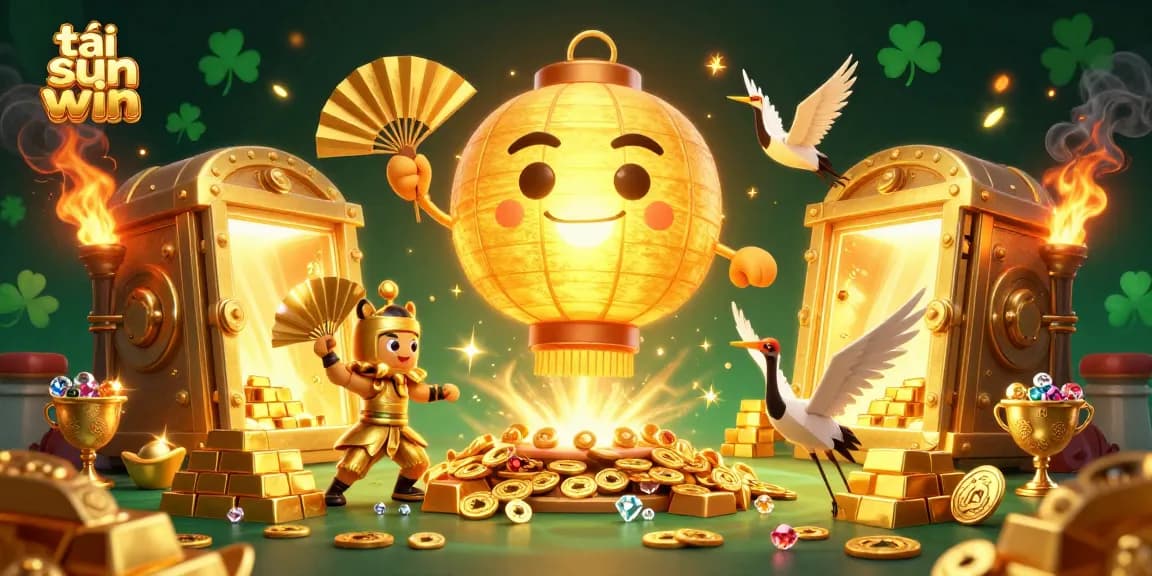 Experience the thrill of tải sun win with a vibrant casino illustration featuring lucky symbols and treasure.