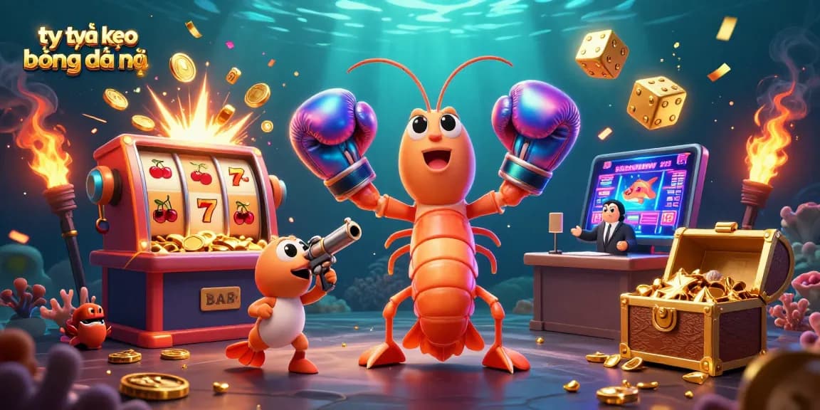 Engage with tỷ lệ kèo bóng đá nhà cái in an energetic casino atmosphere featuring dynamic characters and symbols.