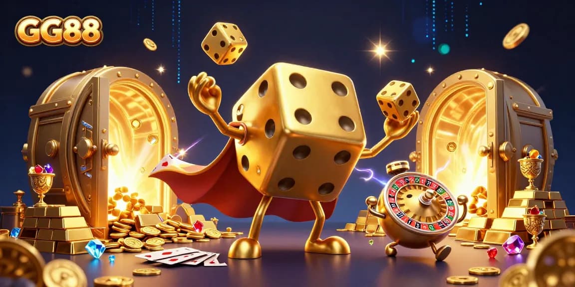 Experience exhilarating winning with GG88's vibrant casino scene featuring dynamic games and treasures.