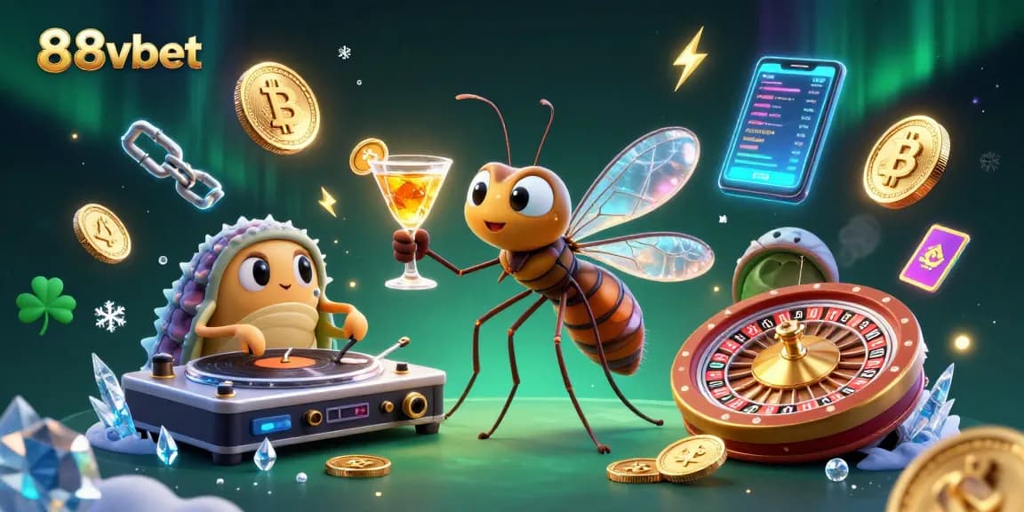 Enjoy thrilling games at 88vbet with our lively casino mascot and vibrant crypto elements.