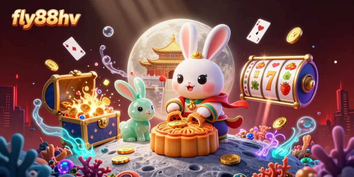Engage in thrilling bets at fly88hv with a vibrant 3D casino scene featuring lucky charms and prizes.