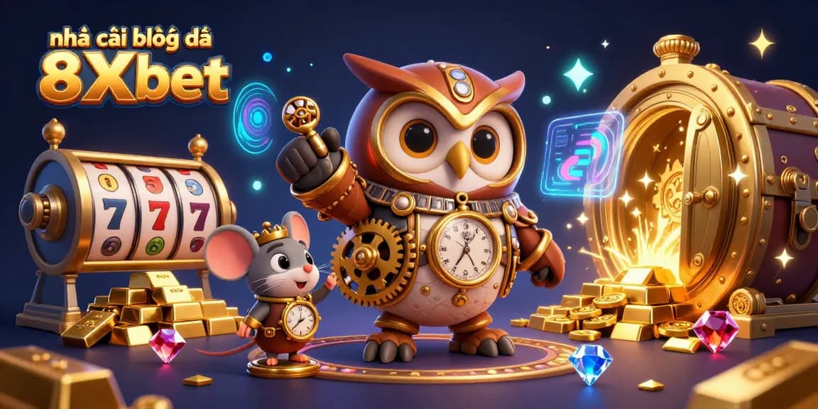 Engage in exciting games at nhà cái bóng đá 8Xbet, featuring a vibrant and rich casino atmosphere with treasures and characters.