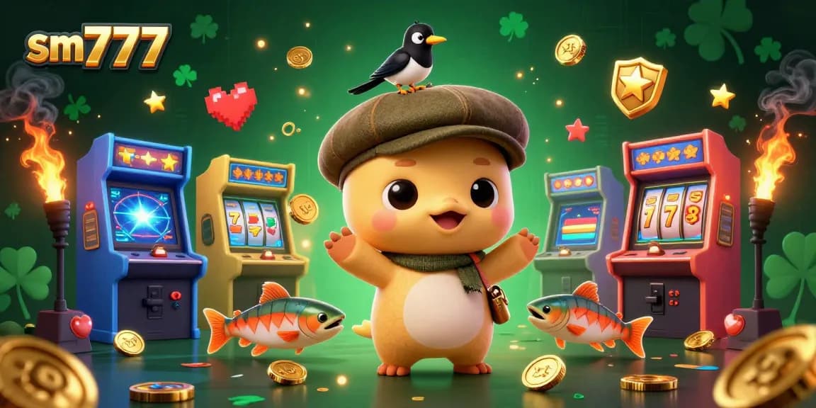 Engage in winning fun at sm777 with a vibrant 3D illustration of Nessie and game elements!