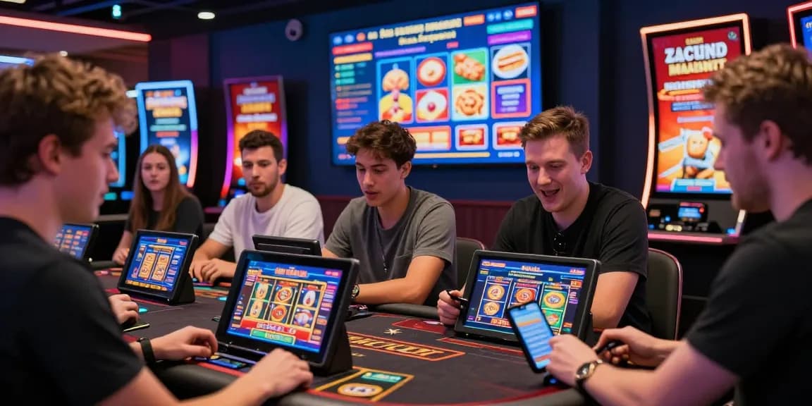 UK players enjoying a lively online credit card casino experience at https://brcs.co.uk with various games displayed on their devices.