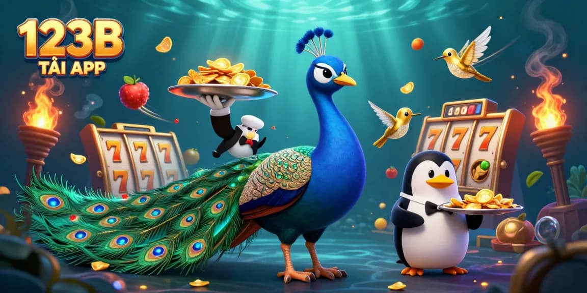 Spin to win with 123B TẢI APP in a vibrant casino scene featuring lively slots and captivating characters.