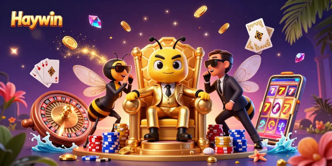 Experience thrilling gameplay with Haywin, featuring a whimsical casino scene with engaging characters and vibrant game elements.
