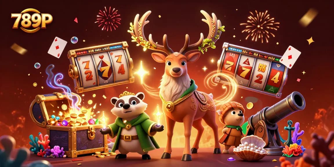 Spin the slots with 789P's vibrant 3D casino illustration full of excitement and magical elements.