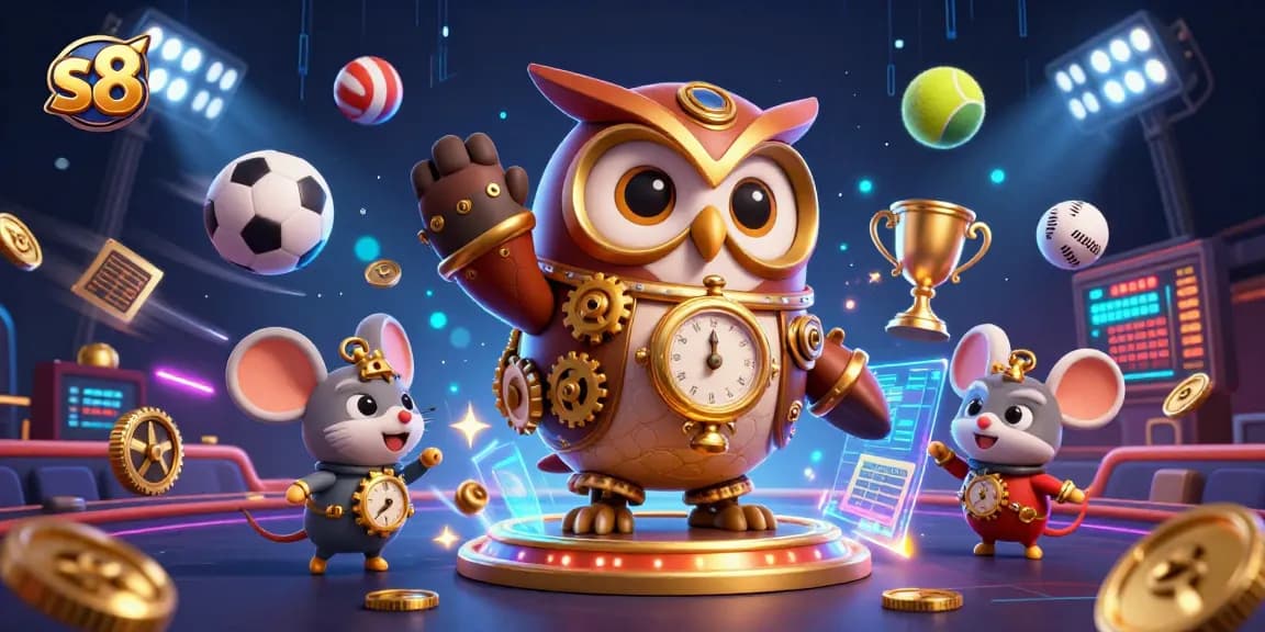 Experience thrilling games at s8 with dynamic sports elements in this engaging casino illustration.