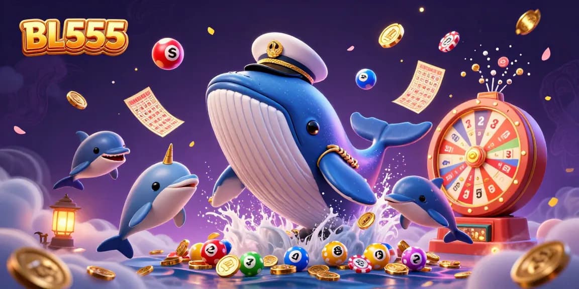 Experience the thrilling world of BL555 with a whale and dolphins in a wealth of gambling symbols.