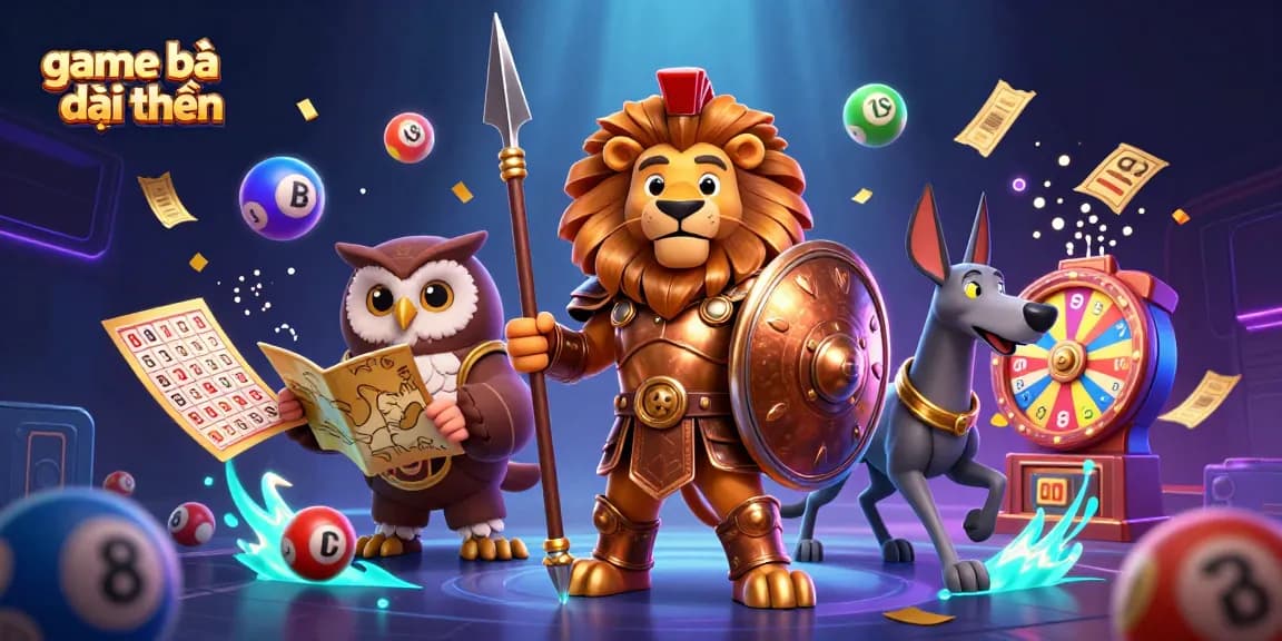 Engaging scene showcasing game bài đổi thưởng with vibrant casino elements and animated characters.