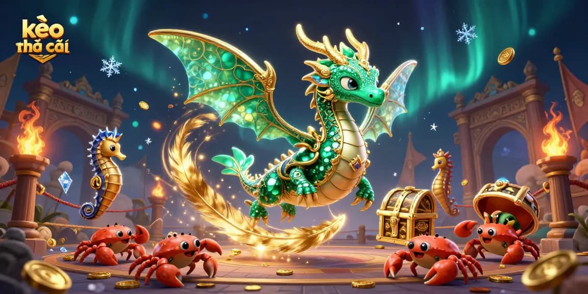 Engage with kèo nhà cái in an exciting 3D casino adventure, featuring dynamic sea dragon characters.