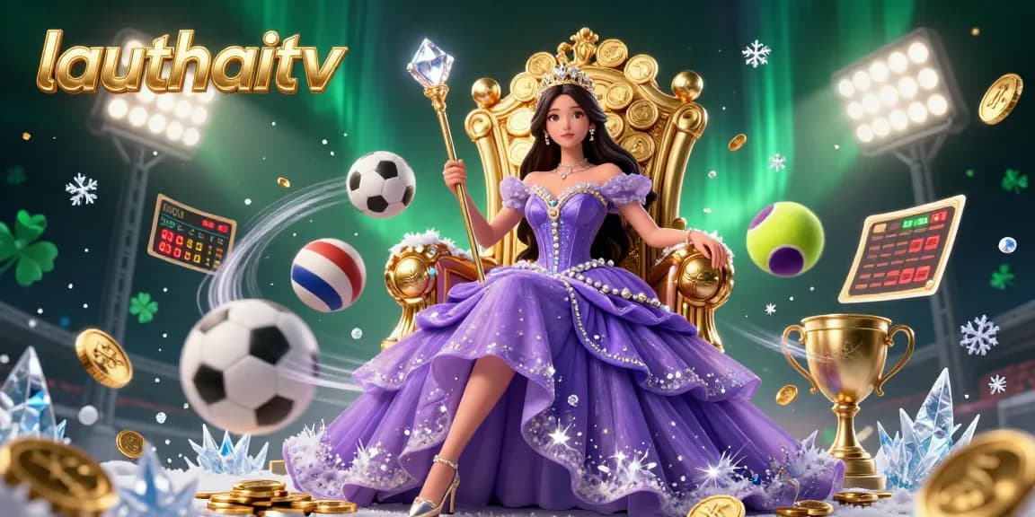 Experience thrilling sports betting with lauthaitv's high-energy illustration featuring dynamic sports elements.