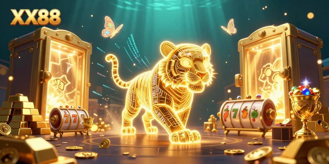 Experience thrilling adventures at XX88 casino with exciting gold and neon elements, showcasing vibrant game features.