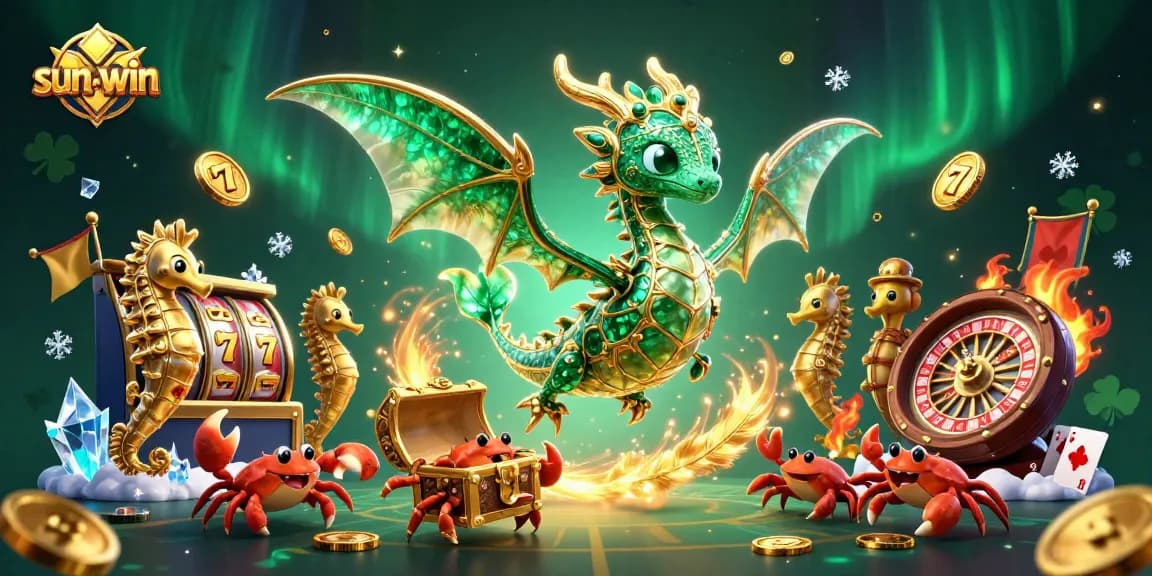 Engage in thrilling slots action at sun-win with an emerald sea dragon guarding treasures!