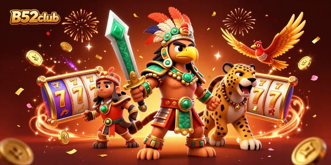 B52club offers exhilarating slot action with energetic characters and vibrant game elements in a festive atmosphere.
