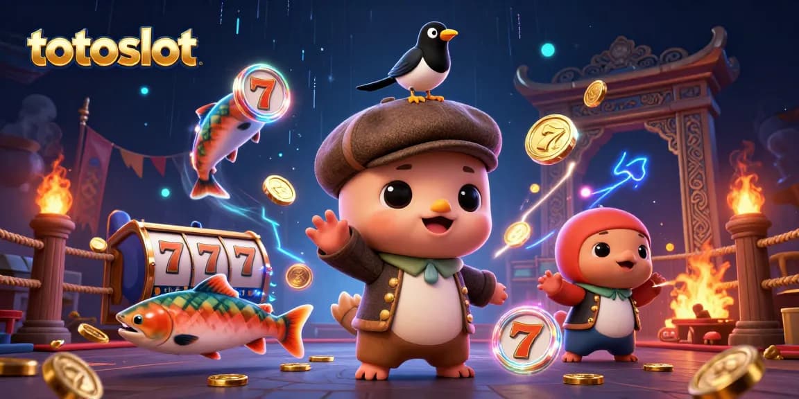 Experience the thrill of totoslot with colorful characters and dynamic slot game elements.