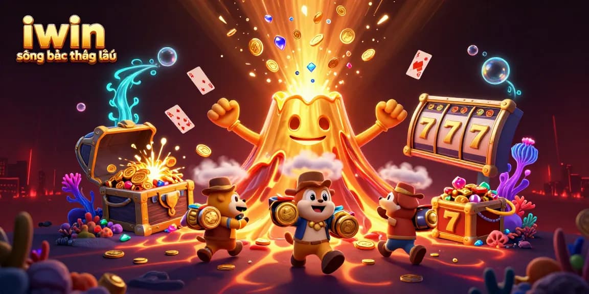 Experience the thrill of iwin sòng bạc thượng lưu with treasures and excitement highlighted in this dynamic scene.