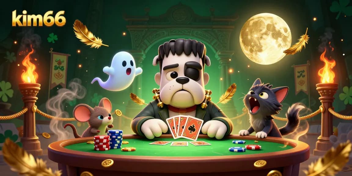 Experience the excitement of kim66 casino with a vibrant 3D monster dealer in a thrilling gambling scene.