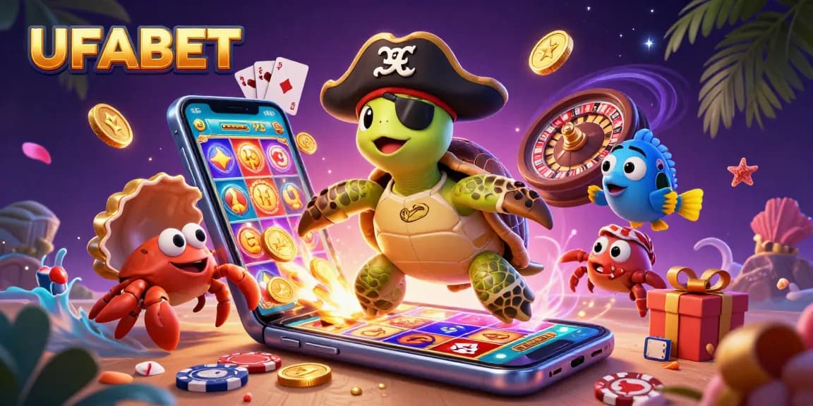 Experience the excitement of winning at UFABET with colorful slot games and vibrant casino elements.