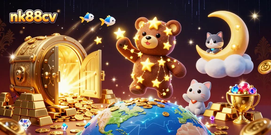 Engage in thrilling slots at nk88cv while a constellation bear scoops up riches.