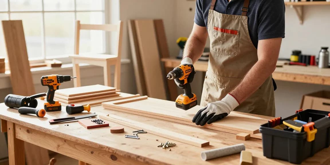 Dewalt fast charger powering tools in a bright home workshop.