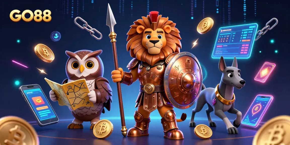 Engage with GO88's thrilling games as the Spartan lion leads the way through a vibrant casino world.