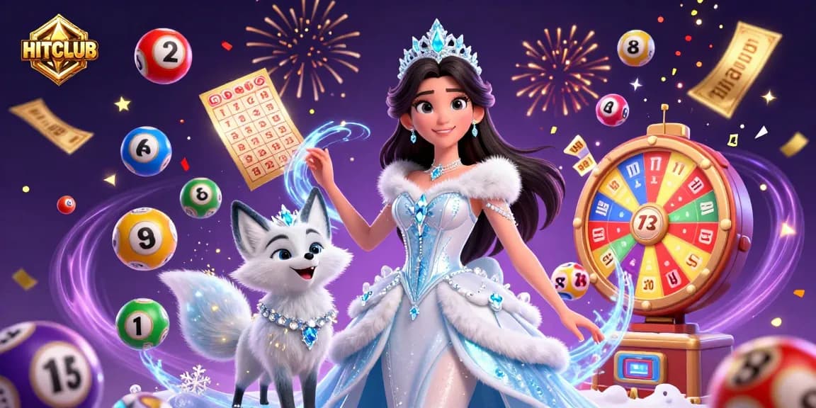 Engage in thrilling HITCLUB lottery excitement with dynamic lottery balls and festive elements