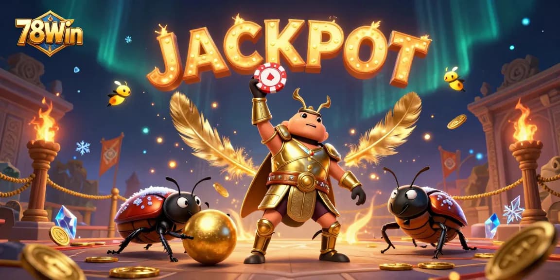 Win big jackpots with 78Win in this vibrant casino illustration featuring exciting characters.