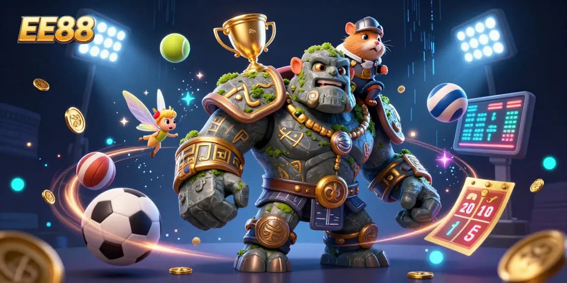 Bet on EE88 and win big with dynamic gaming experiences in this lively illustration.