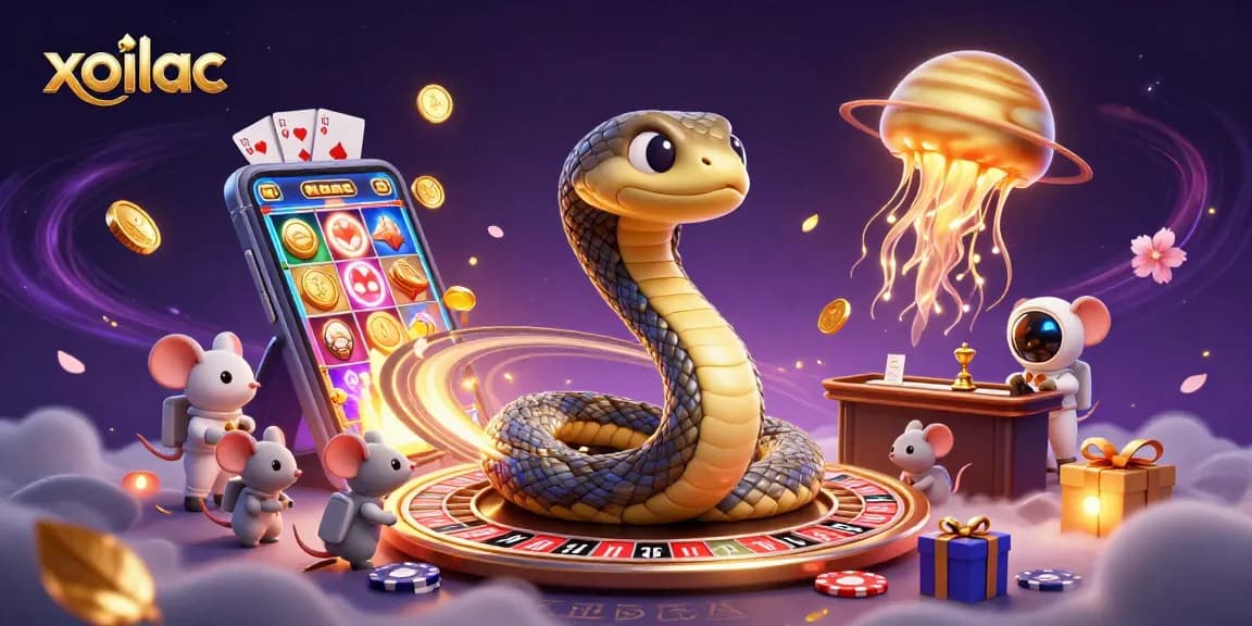 Engage in exciting bets on xoilac with astronaut mice playing among cosmic gaming elements.