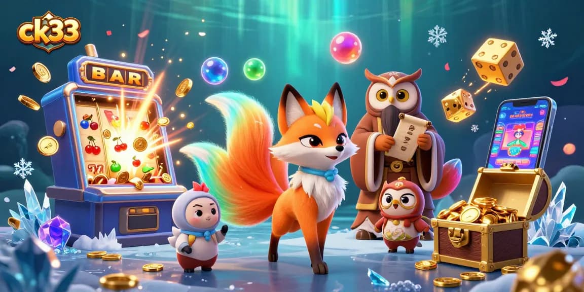 Experience the vibrant energy of ck33 with a dancing fox spirit amidst casino excitement.