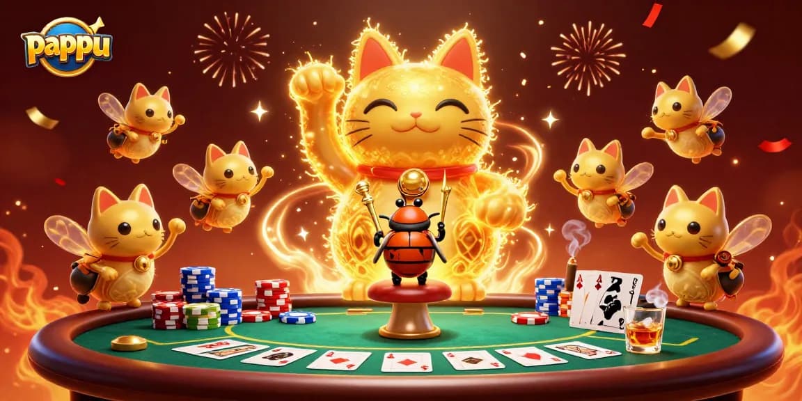 Engage with exciting pappu gameplay surrounded by dynamic casino elements in a vibrant 3D scene.