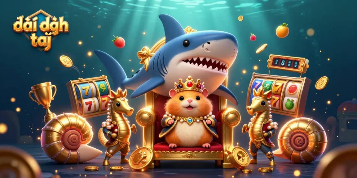 Play đại phát tài with dynamic slot elements and vibrant characters in this colorful 3D illustration.