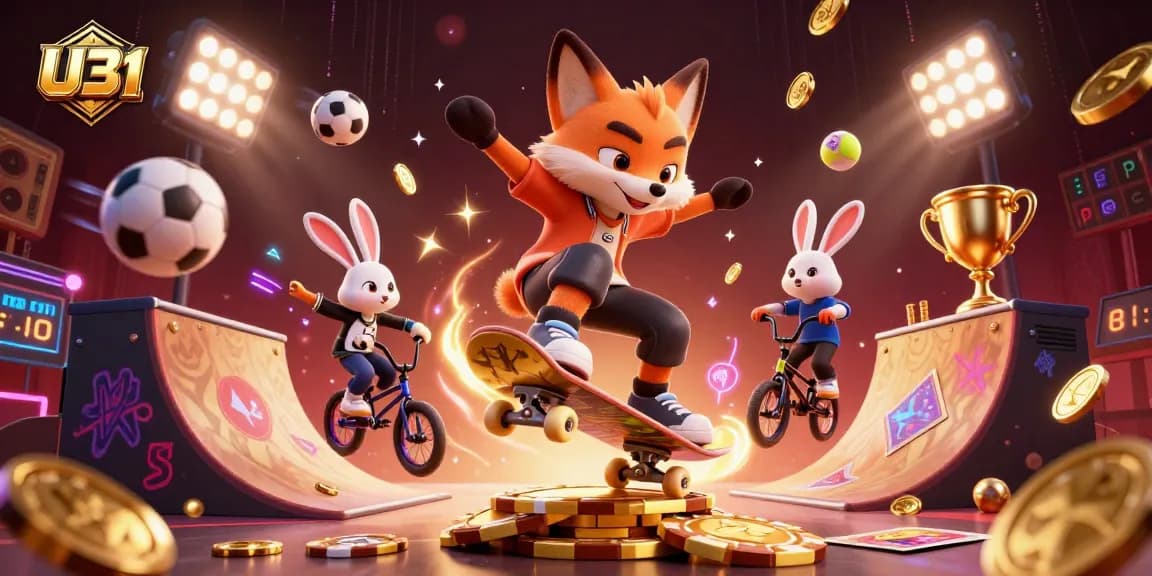 U31 sports betting scene featuring a cartoon fox and rabbit with dynamic casino elements.