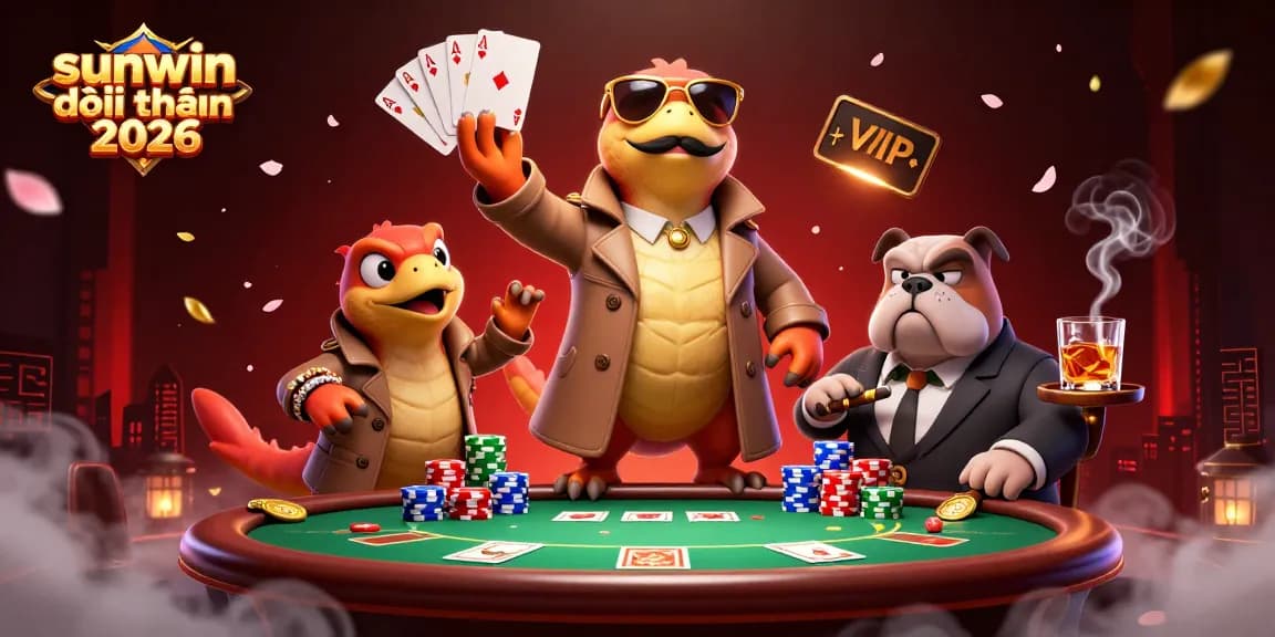 Experience the vibrant world of sunwin đổi thưởng 2026 with 3D raptors sneaking into a casino lounge.