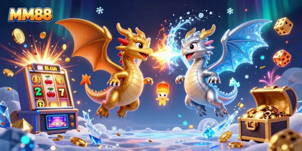 Experience MM88 with thrilling action as dragons soar amidst a jackpot explosion in this captivating scene.