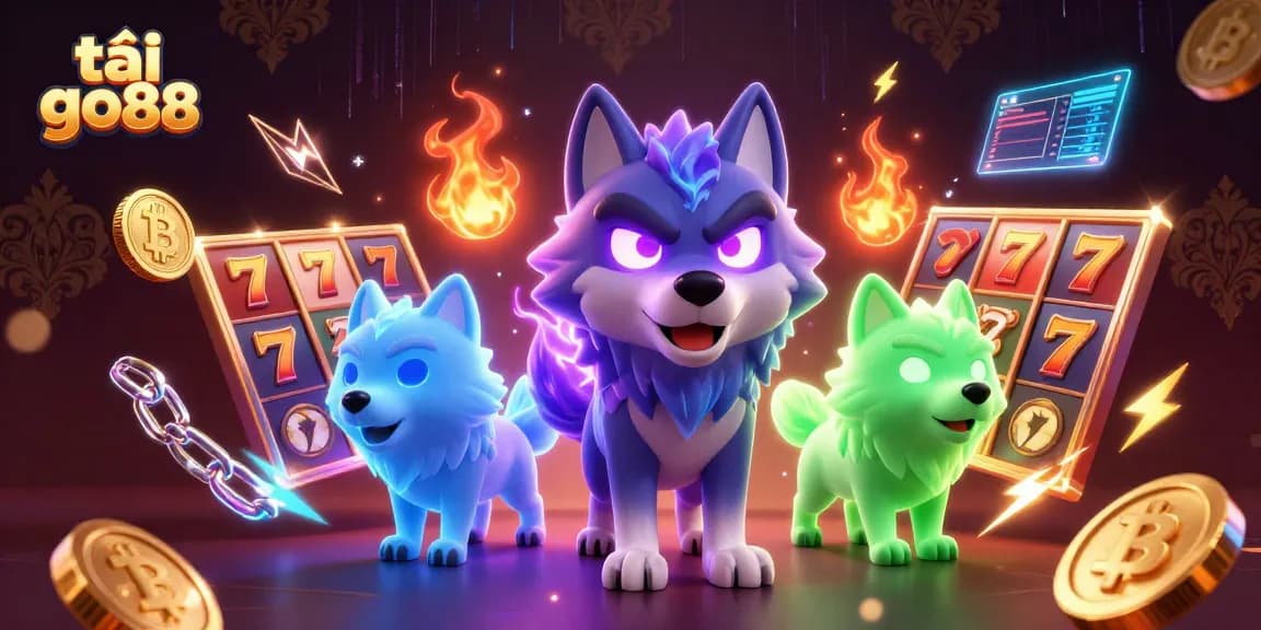 Engage with excitement at tải go88, featuring a dynamic casino scene with vibrant 3D wolves and gaming elements.