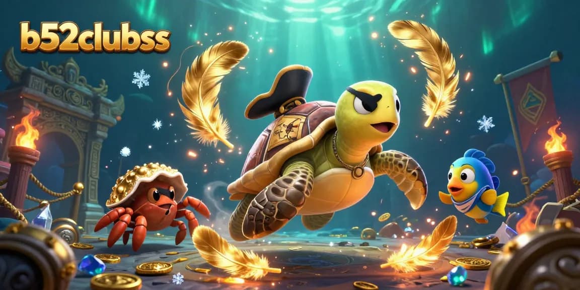 Experience the thrills of b52clubss with pirate characters surrounded by casino game elements in a dynamic underwater scene.