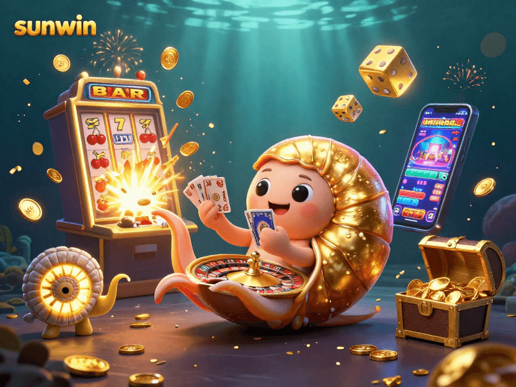 Engage with the vibrant sunwin casino scene featuring a nautilus roulette wheel and jackpot explosion.