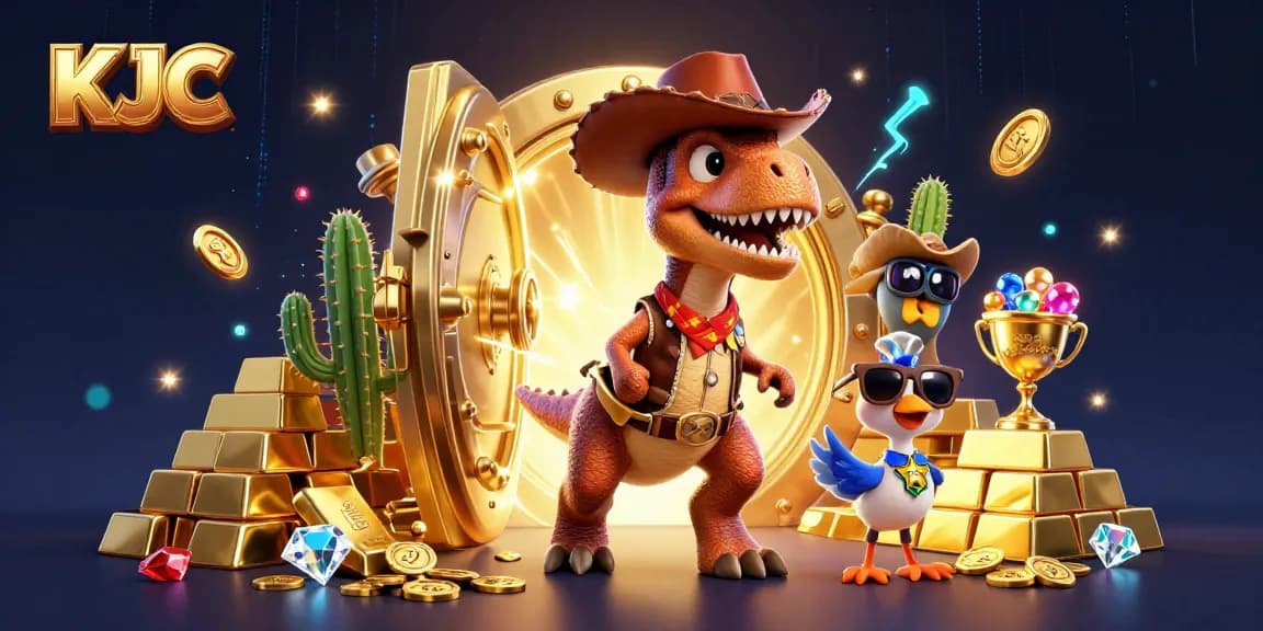 KJC sparks excitement in a vibrant casino scene with cartoon characters and treasures