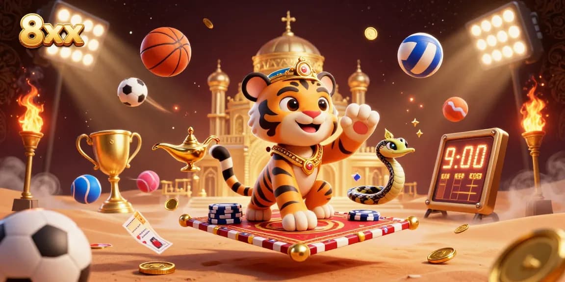 Bet on 8xx with thrilling gameplay featuring an Arabian Nights sultan and magic elements.