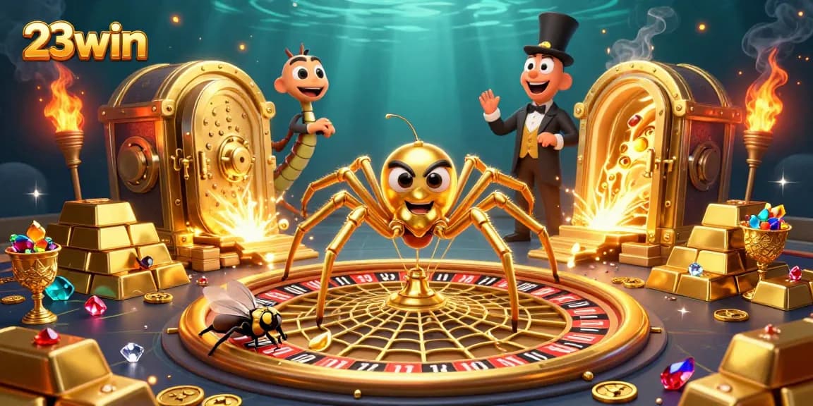 Experience thrilling bets at 23win with a golden roulette web spinning high stakes!