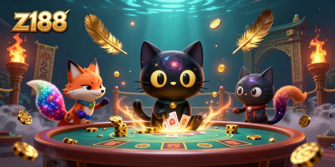 Experience thrilling gameplay at z188 with a cosmic casino scene filled with golden chips and vibrant characters.